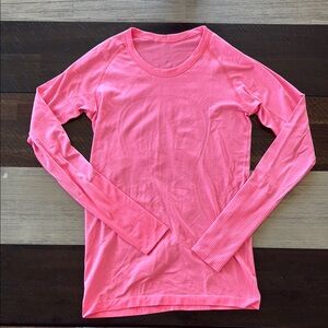 Lululemon Athletica Pink Fitted Long Sleeve Tee